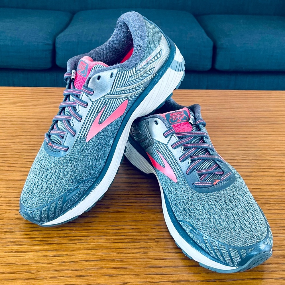 Brooks 1202681B079 Women's Adrenaline GTS 18 Ebony/Silver/Pink Sneakers Sz 9.5 - Picture 16 of 16